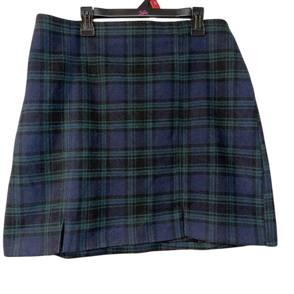 Hollister Navy and Teal Plaid Mini Skirt